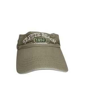 St. Pete Beach Florida 1892 Visor Hat Cotton Cap Golf Travel Strapback Khaki